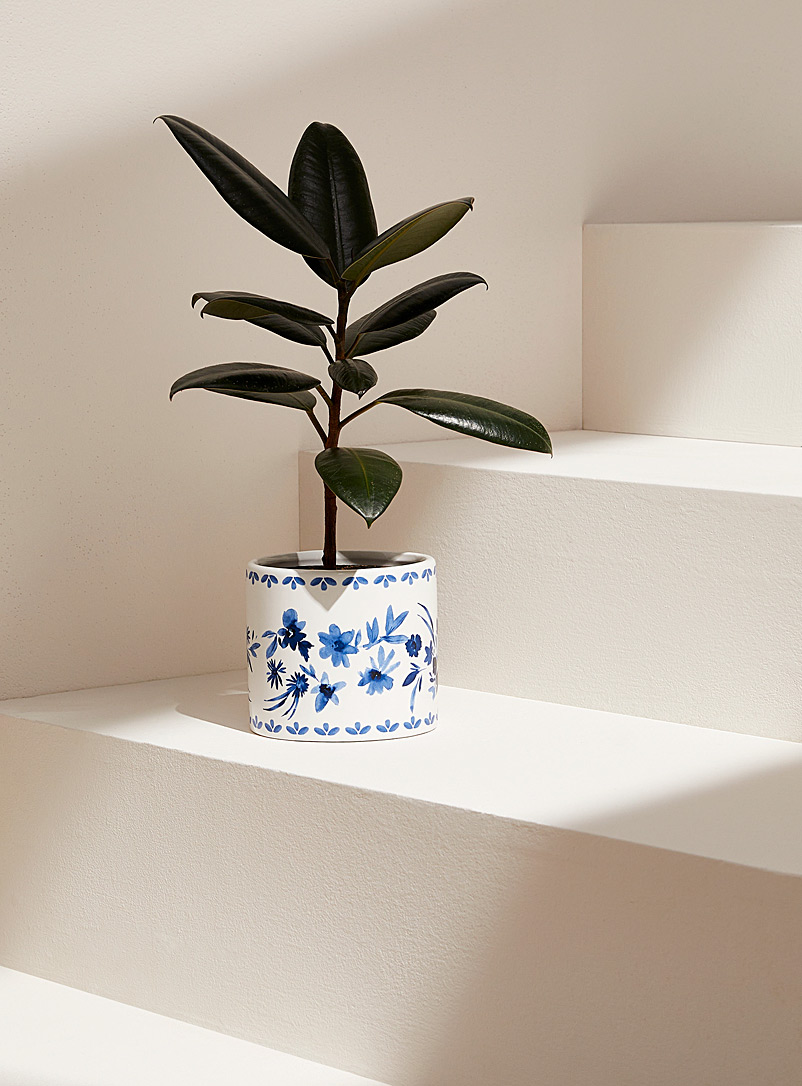 Simons Maison: Le cache-pot fleurs indigo 4,25 po Blanc à motifs
