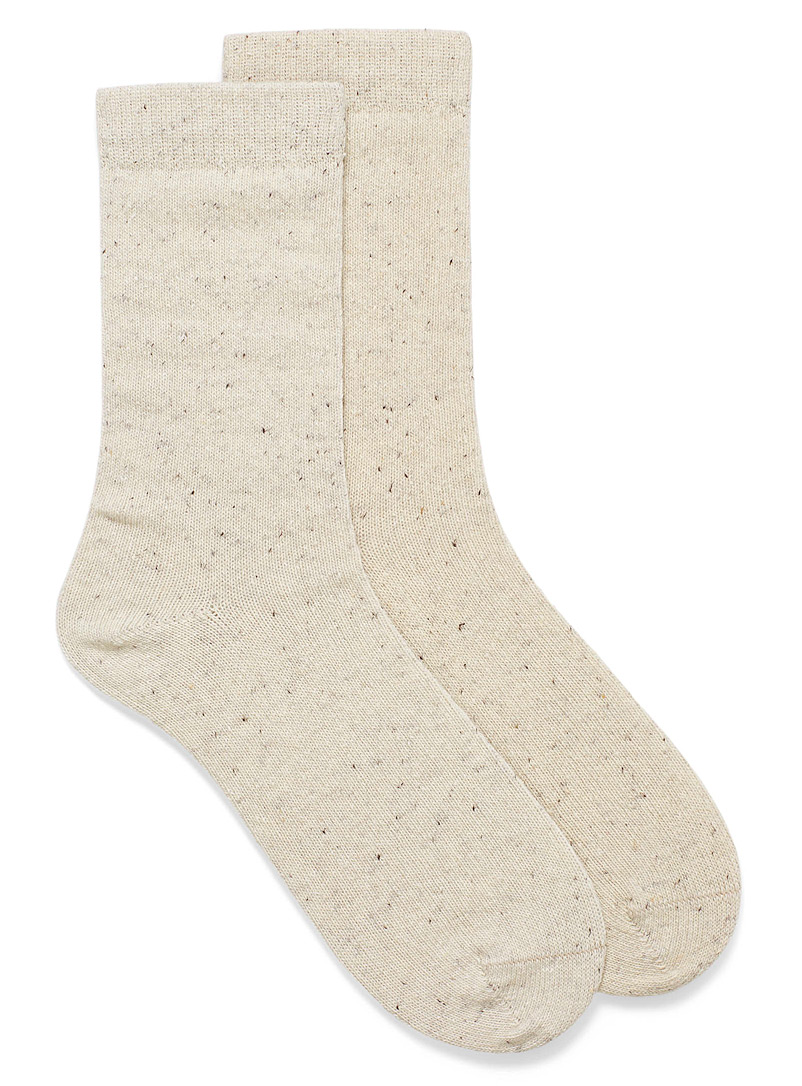 Le 31 Cream Beige Coloured silky-wool socks for men