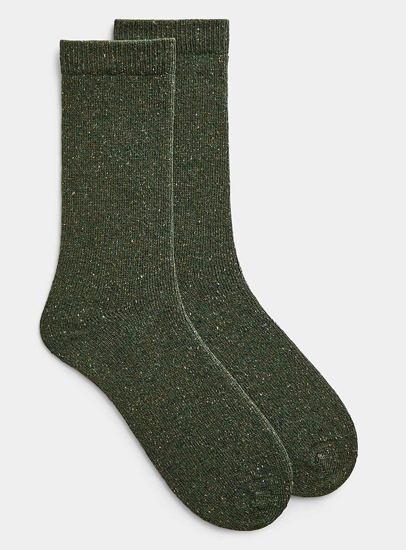 Le 31 Mossy Green Coloured silky-wool socks for men
