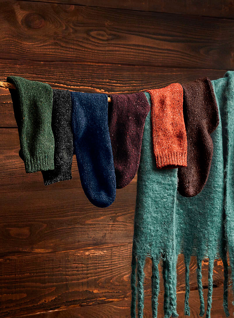 Le 31 Dark Orange Coloured silky-wool socks for men