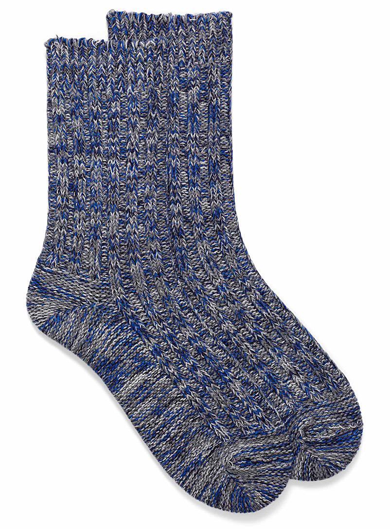 Le 31 Dark Blue Heathered knit boot socks for men