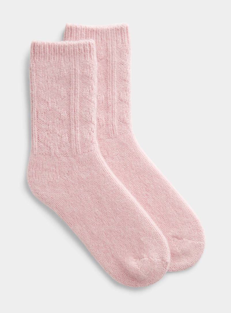 Simons Pink  Cashmere cable socks for women