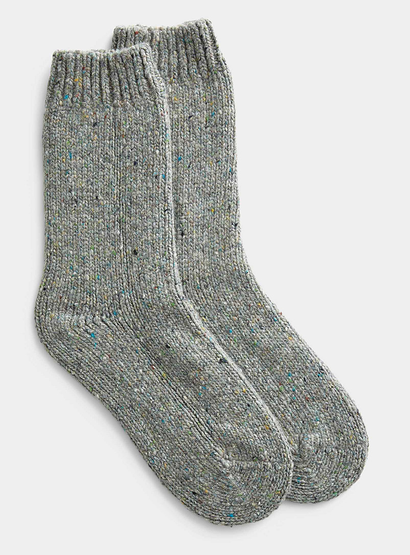 Simons Grey Colourful confetti wool socks for women