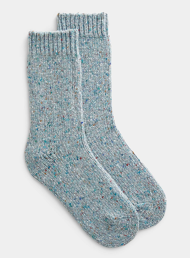 Simons Baby Blue Colourful confetti wool socks for women