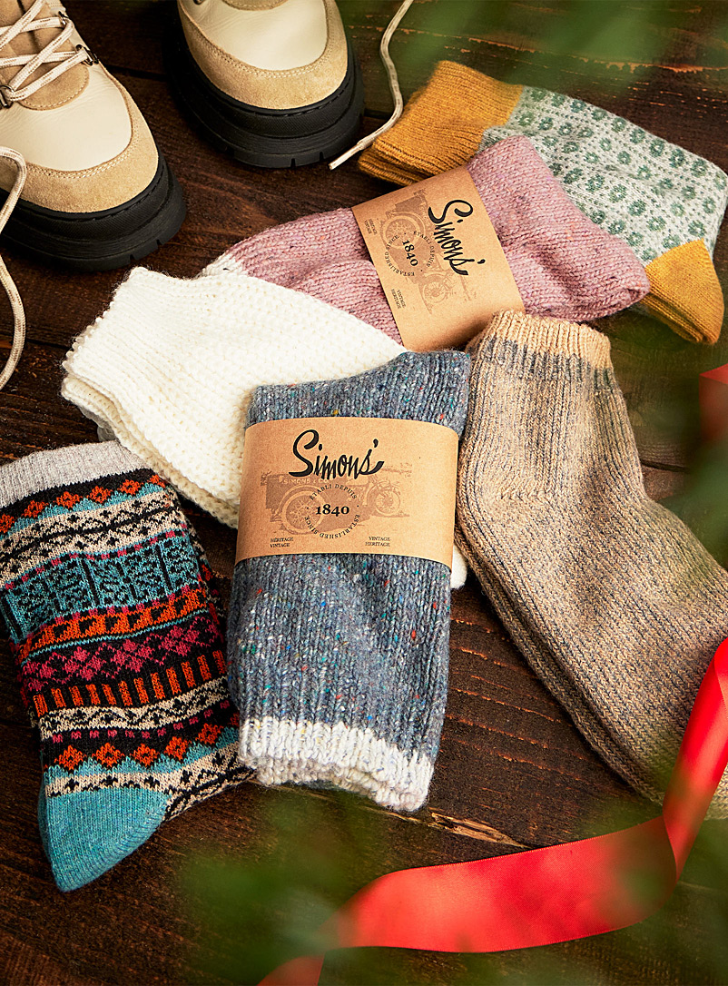 Simons Slate Blue Confetti socks for women