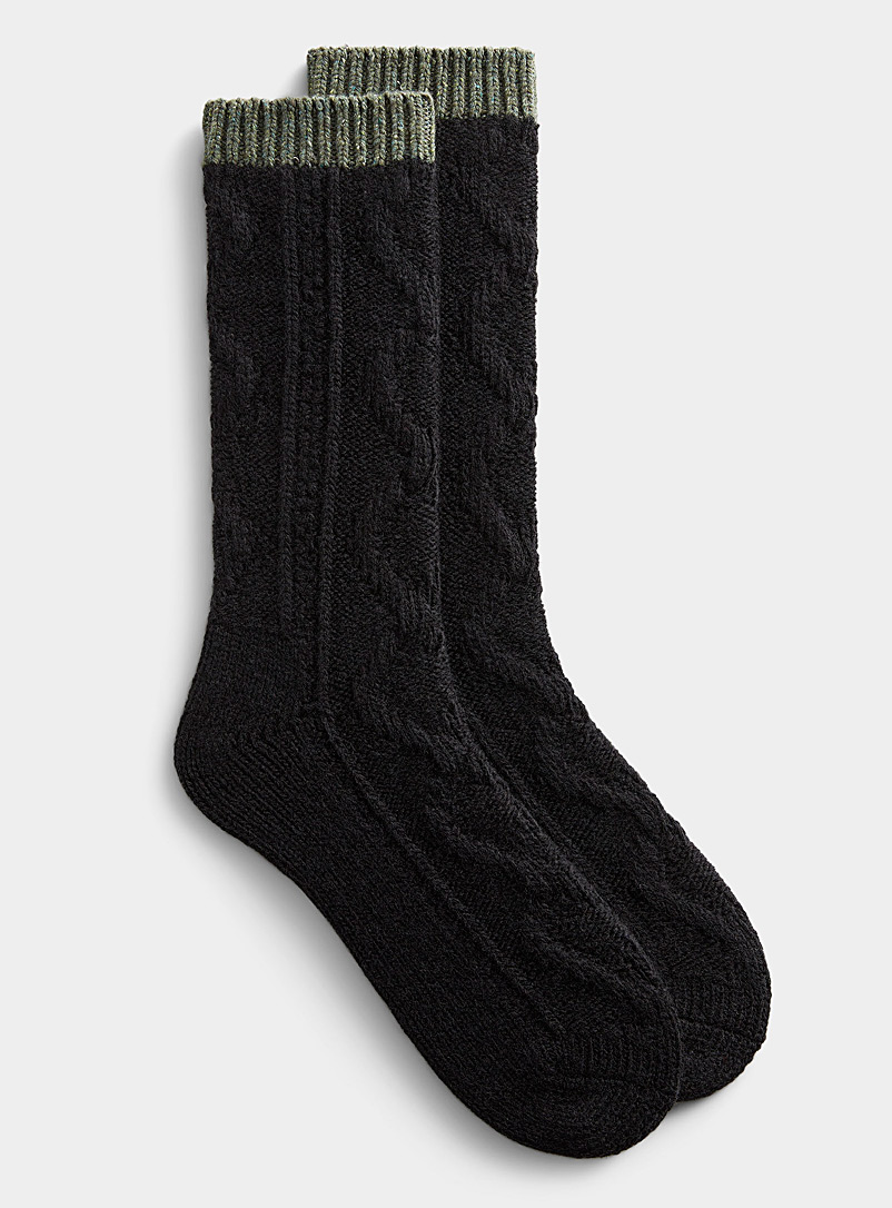 Le 31: La chaussette de laine tricot câbles Noir pour homme