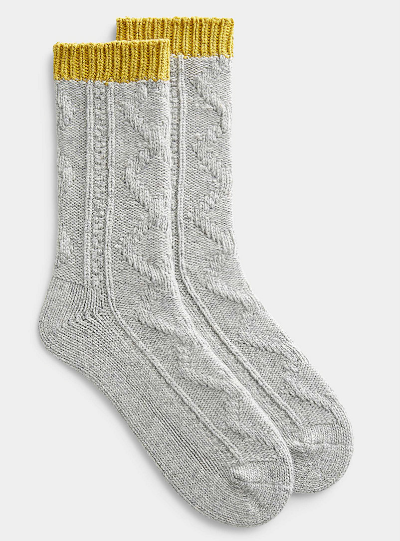 Le 31 Charcoal Cable-knit wool sock for men