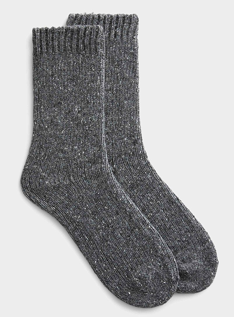 Le 31 Dark Grey Heritage flecked wool socks for men