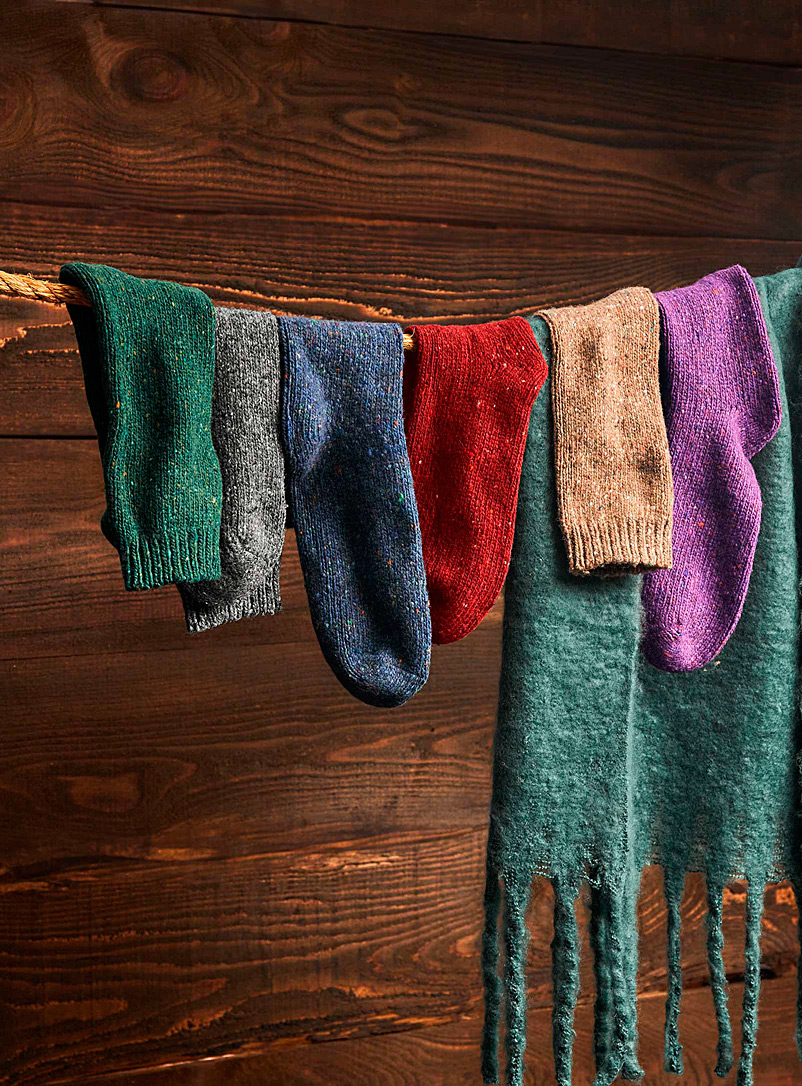 Le 31 Patterned Red Heritage flecked wool socks for men