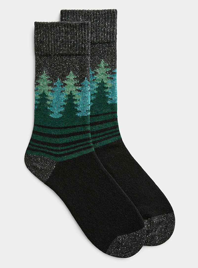 Le 31 Patterned Grey Green pine tree sock for men