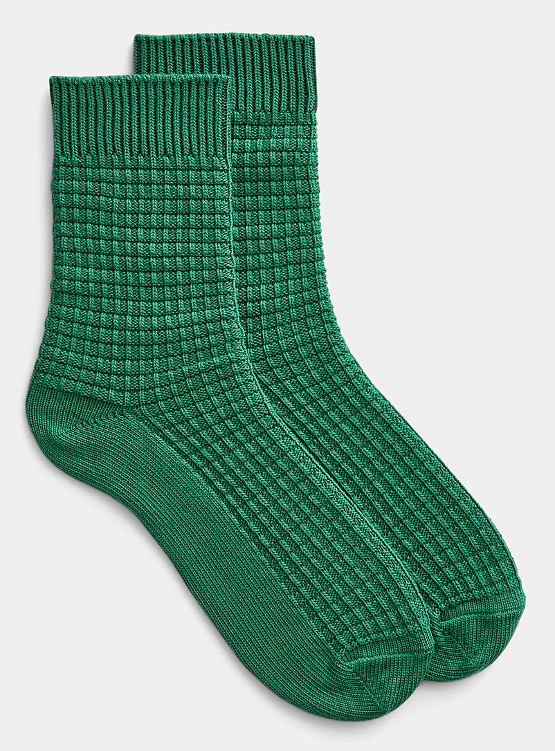 Le 31: La chaussette gaufrée monochrome Vert pour homme