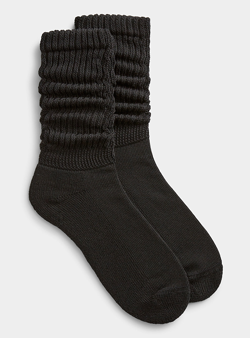 Le 31 Black Solid gathered socks for men