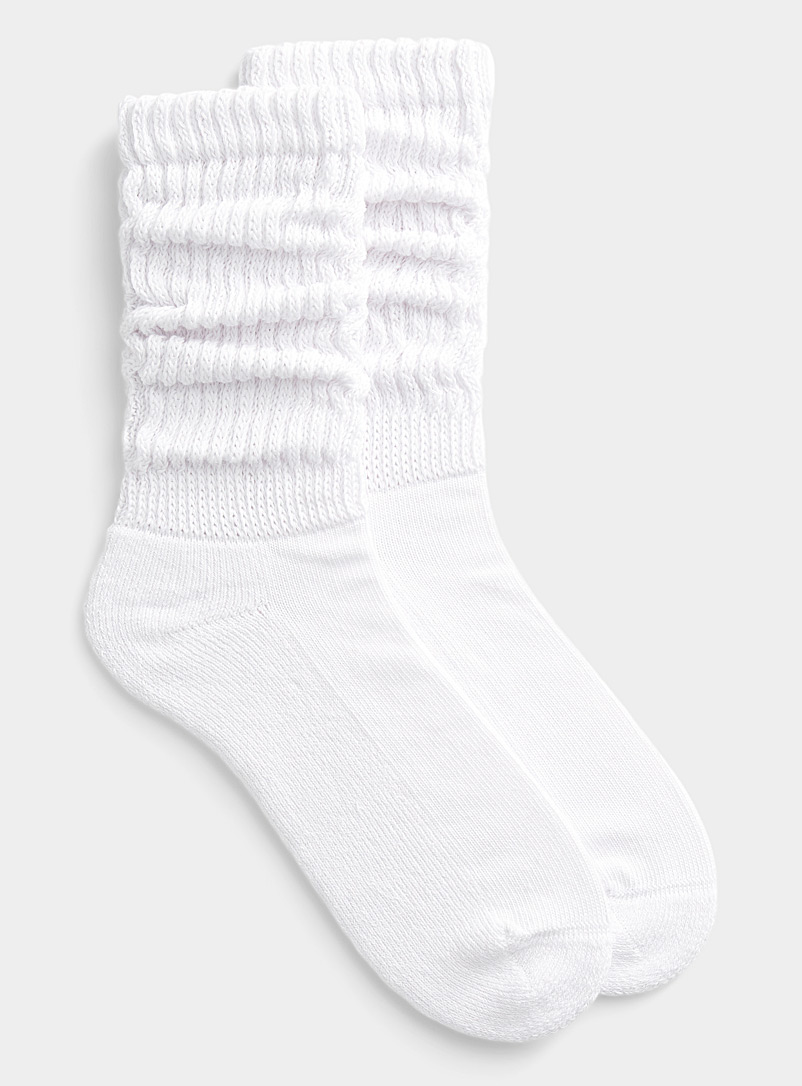 Le 31 White Solid gathered socks for men