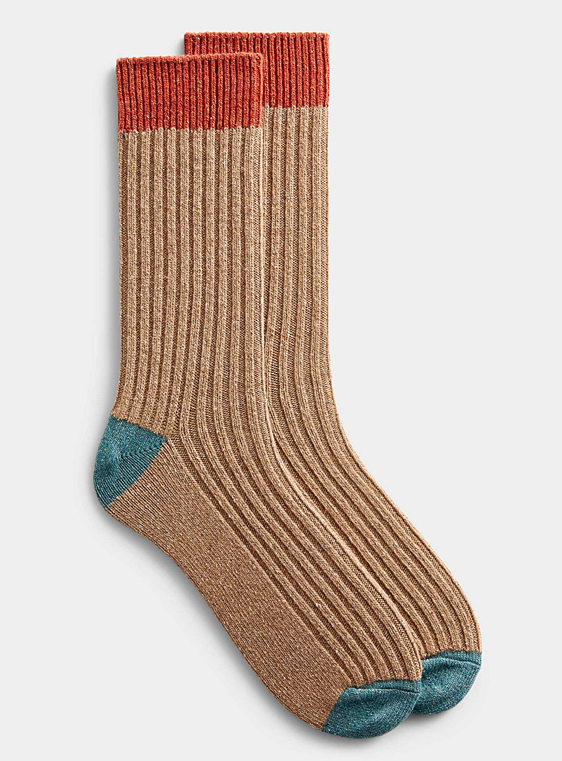 Le 31 Assorted brown Folk-knit wool sock for men
