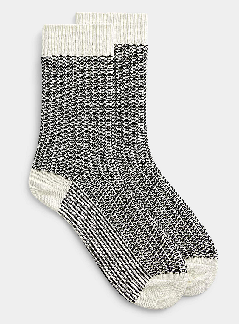 Le 31 Assorted white  Double-pattern knit sock for men