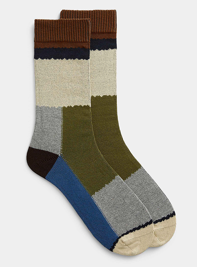 Le 31 Assorted brown Colour blocking knit sock for men
