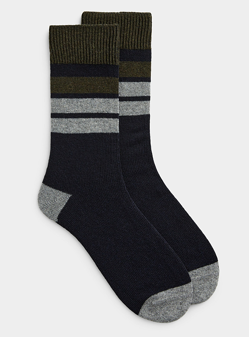 Le 31 Assorted blue Dark stripe knit sock for men