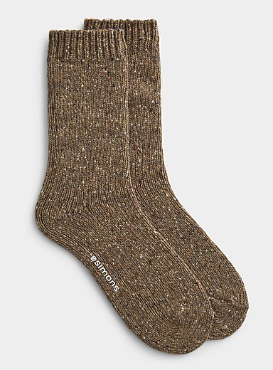 Flecked recycled wool-blend socks