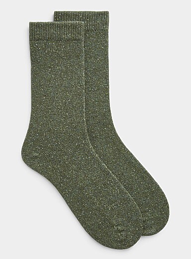 Flecked wool-blend socks