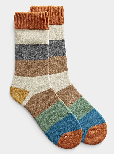 La chaussette laine larges rayures