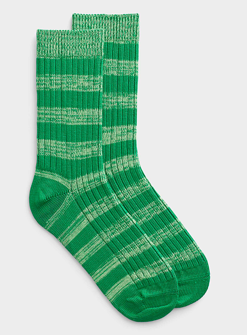 Simons Kelly Green Tonal stripe knit socks for women