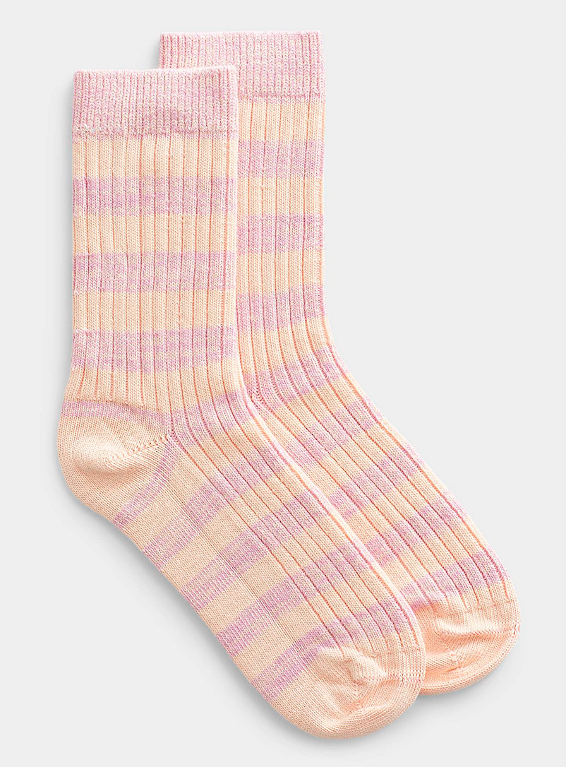 Simons Mauve Tonal stripe knit socks for women