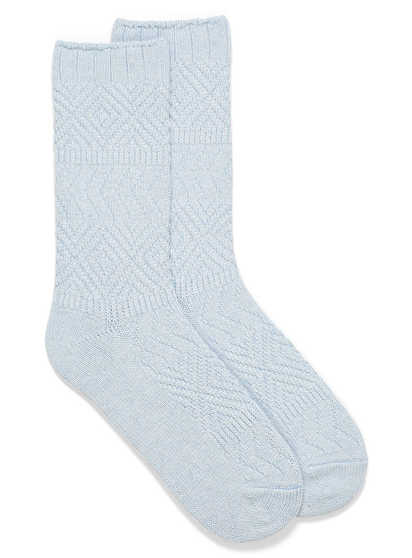 Simons Slate Blue Diamond-texture knit socks for women