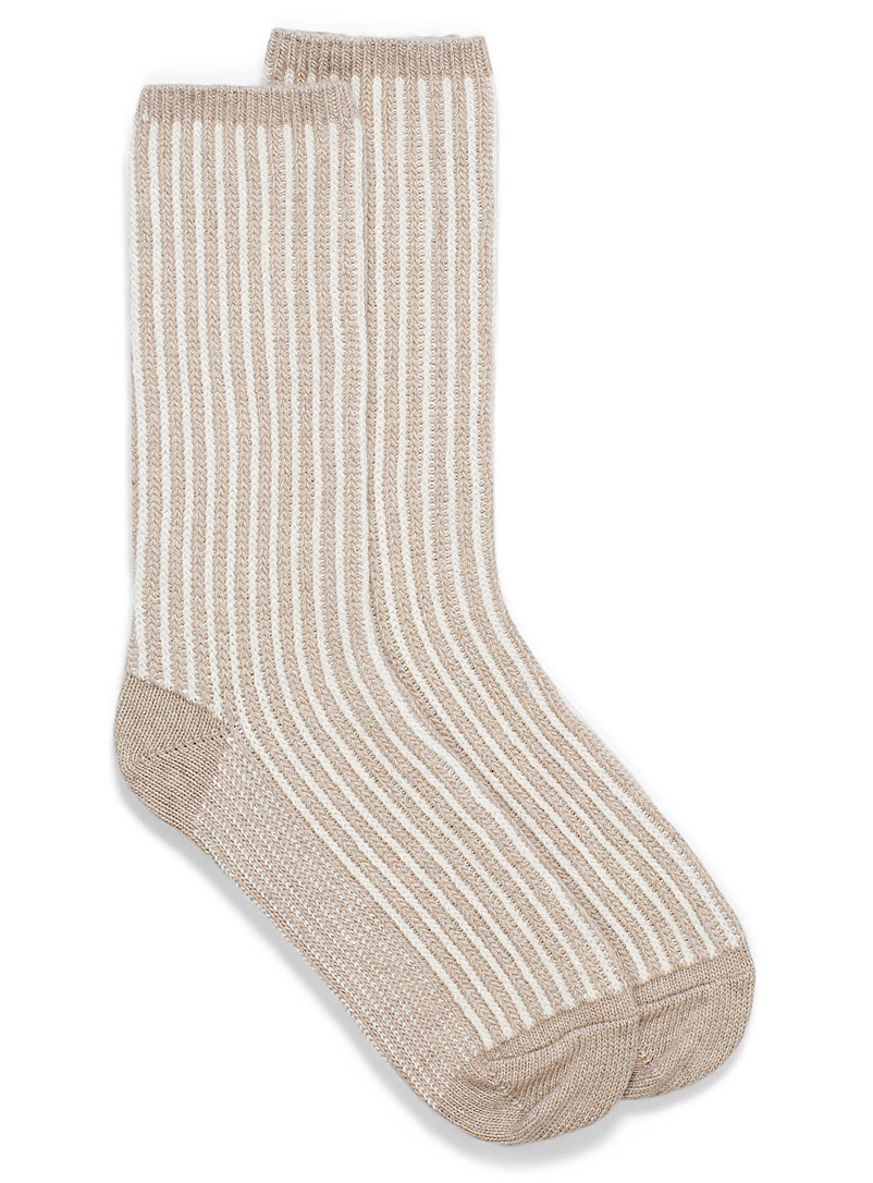 Simons Sand Vertical rib knit socks for women