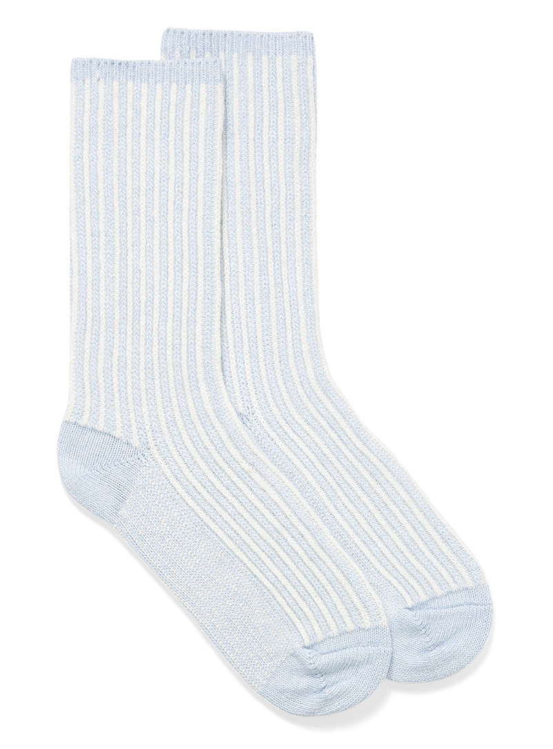Simons Slate Blue Vertical rib knit socks for women