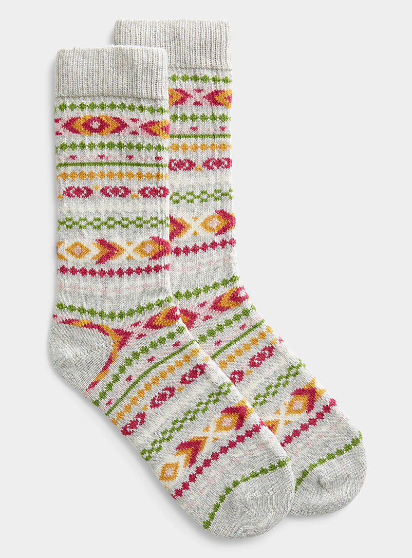 Simons Sand Fair Isle brightly-coloured sock for women
