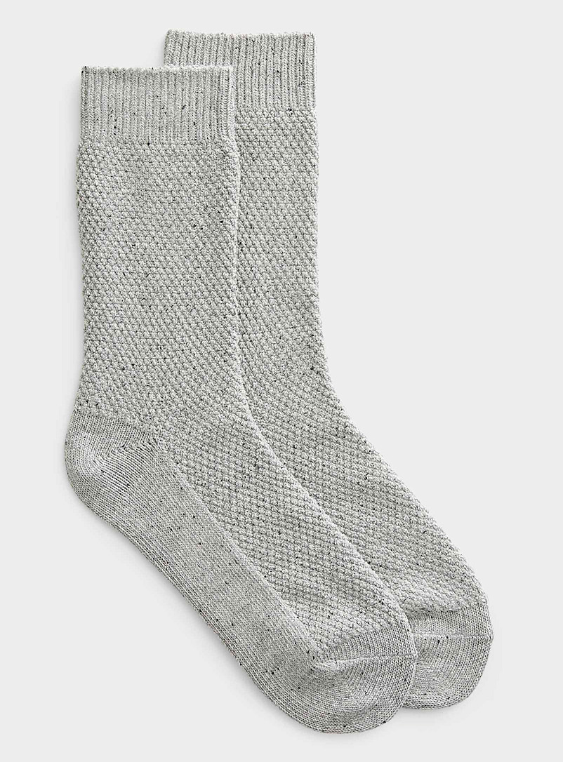 Simons Grey Piqué knit flecked sock for women