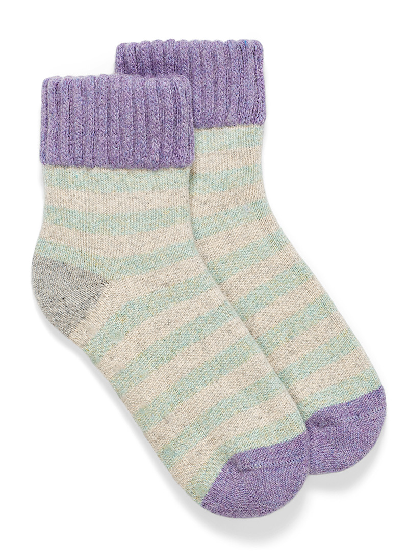 Miiyu Mauve Mint stripe sock slippers for women