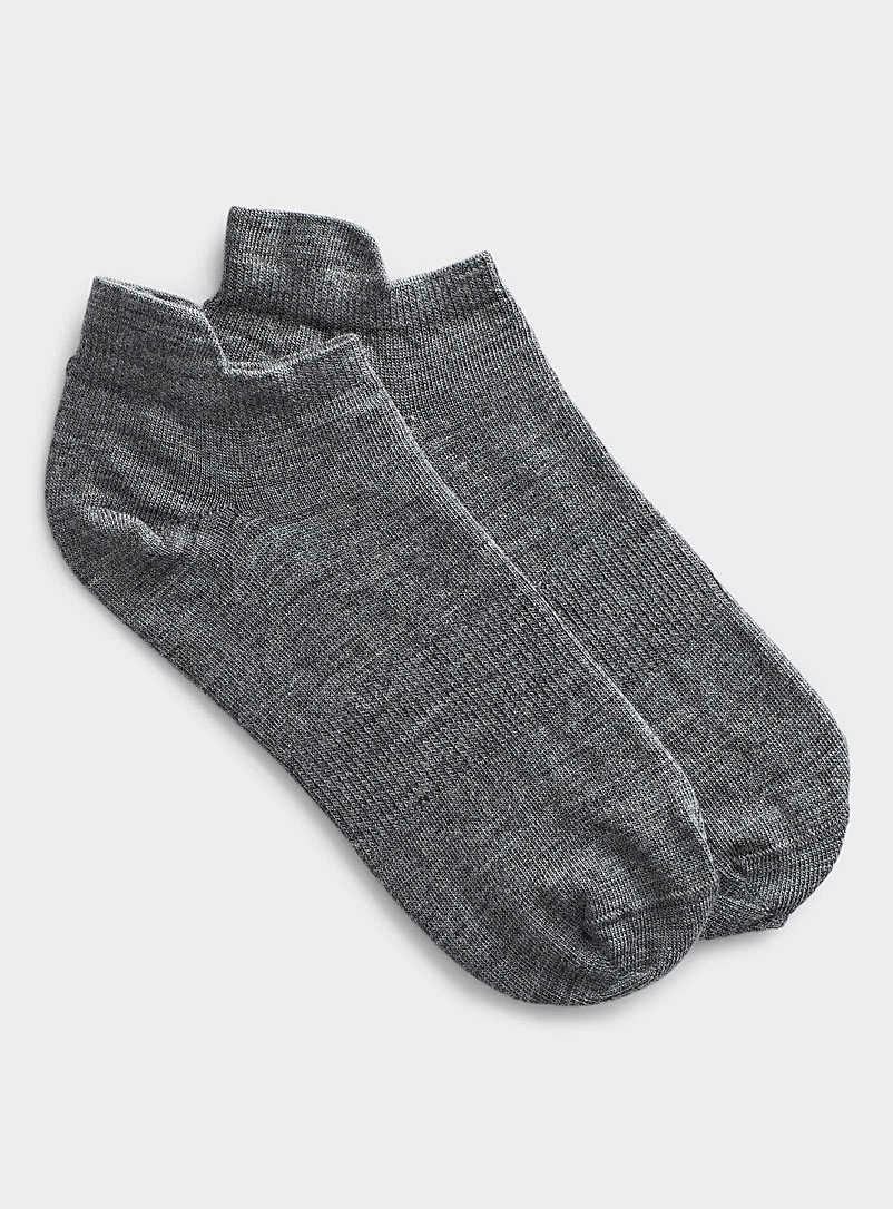 Simons Charcoal Heathered wool ped socks for women