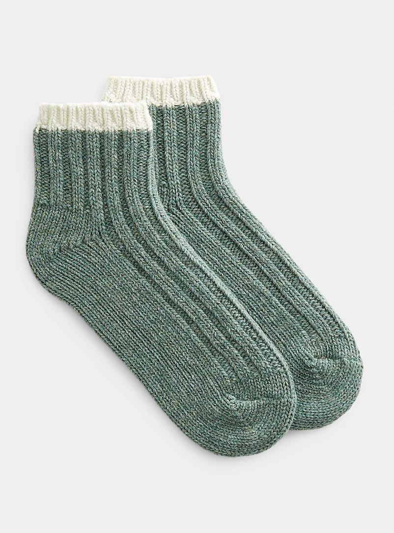 Simons Green Contrast-trim ribbed socks for women