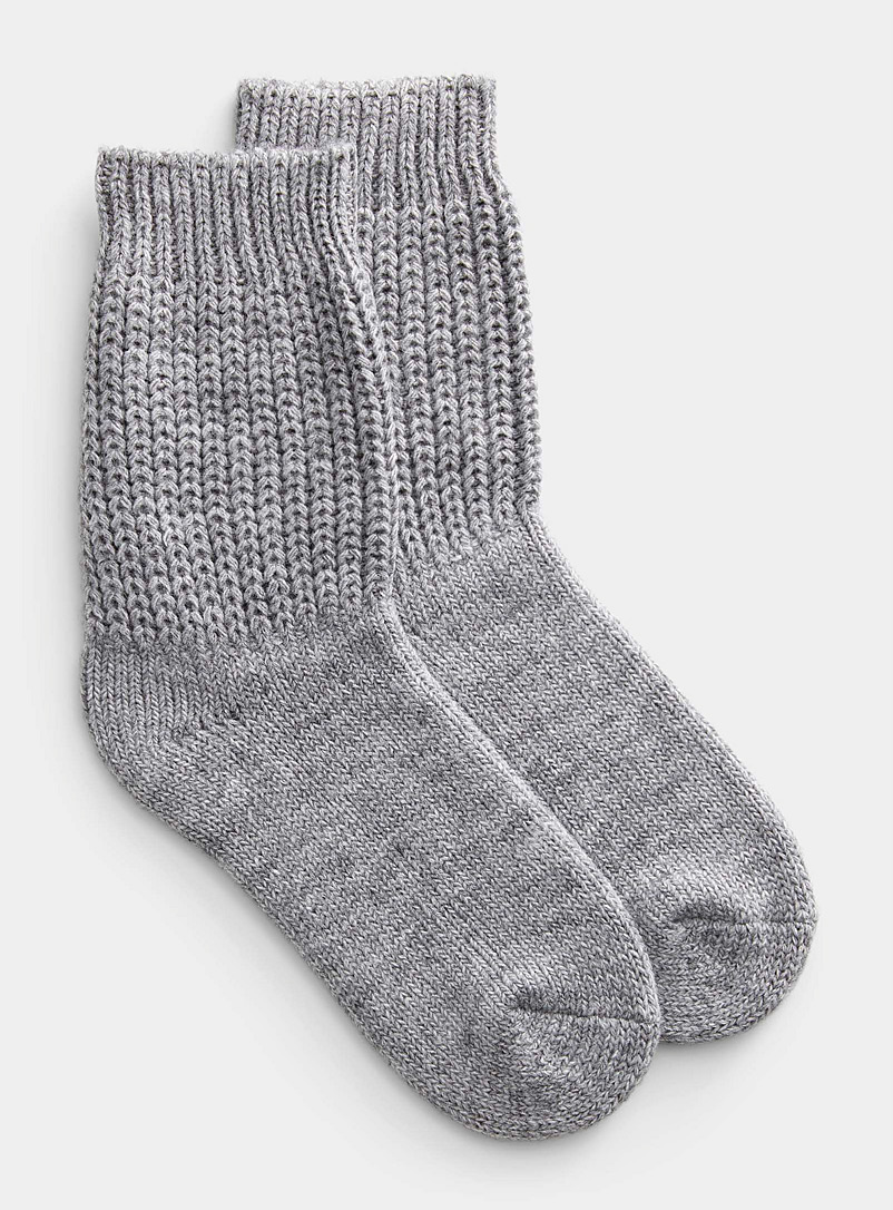 Simons Grey Rib-knit socks for women