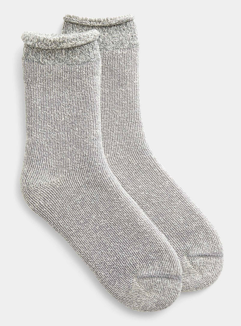 Simons Grey Terry-backed knit sock for women