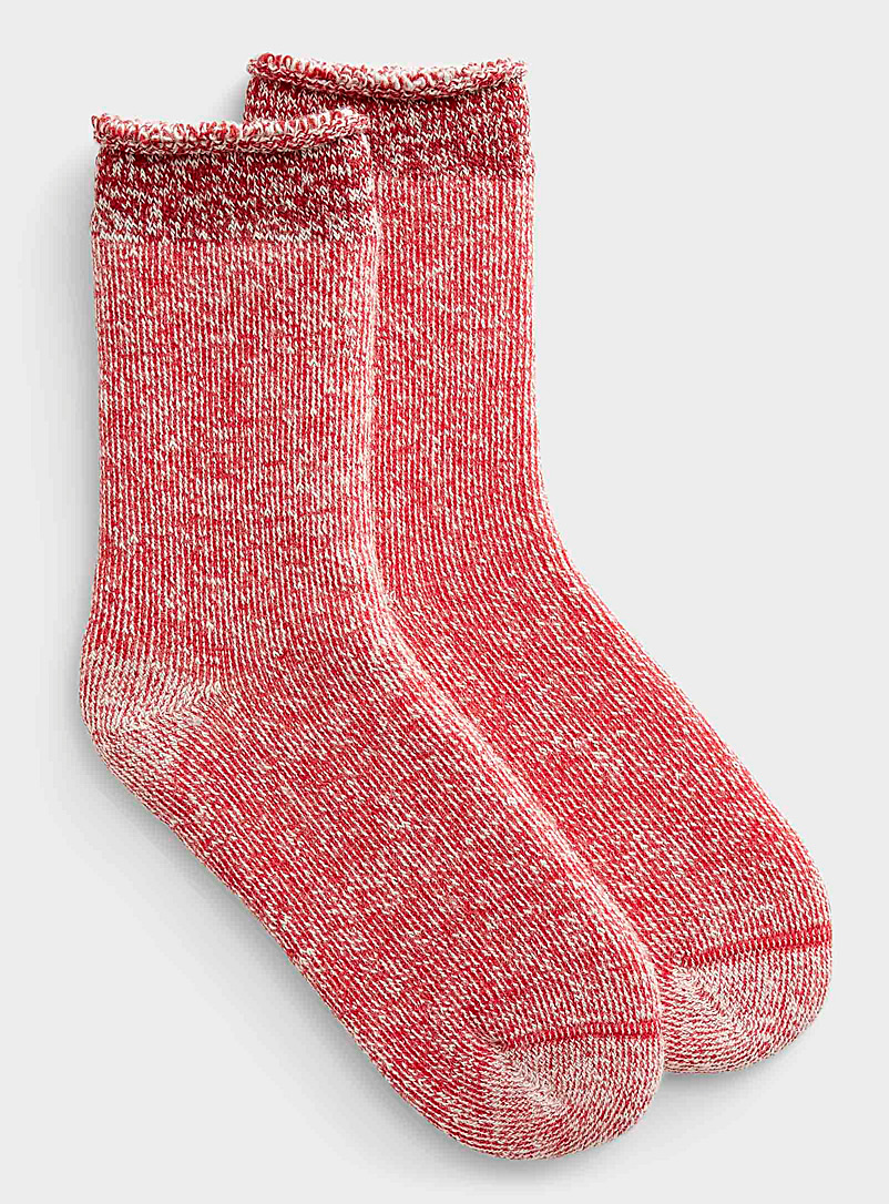 Simons Red Terry-backed knit sock for women