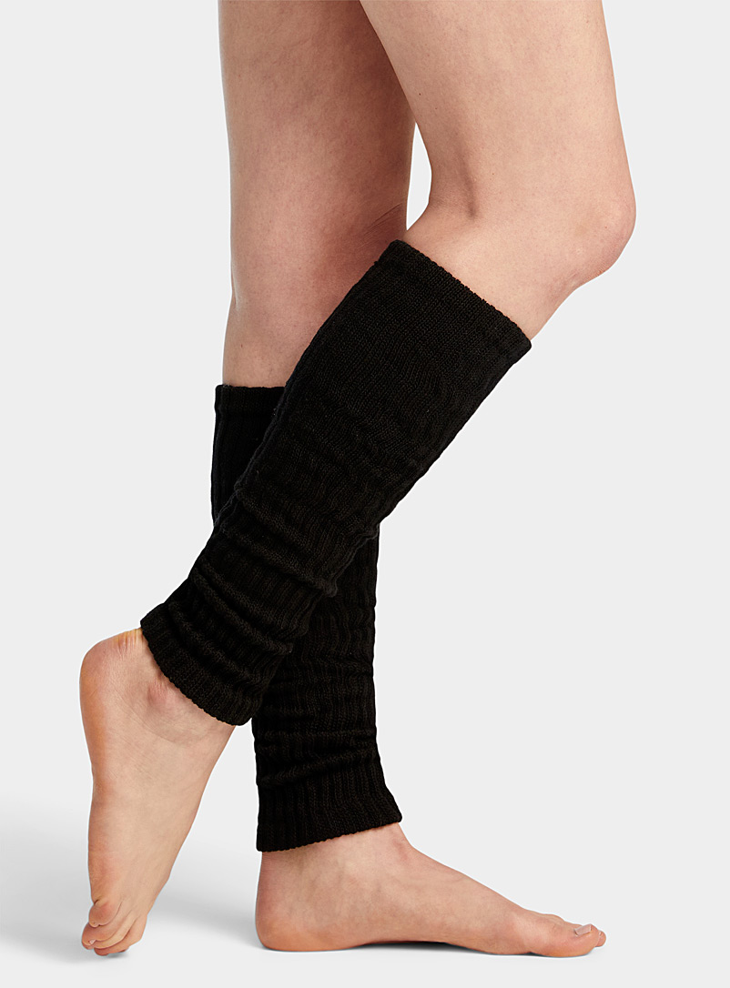 Simons Black Rib-knit leg warmers for women