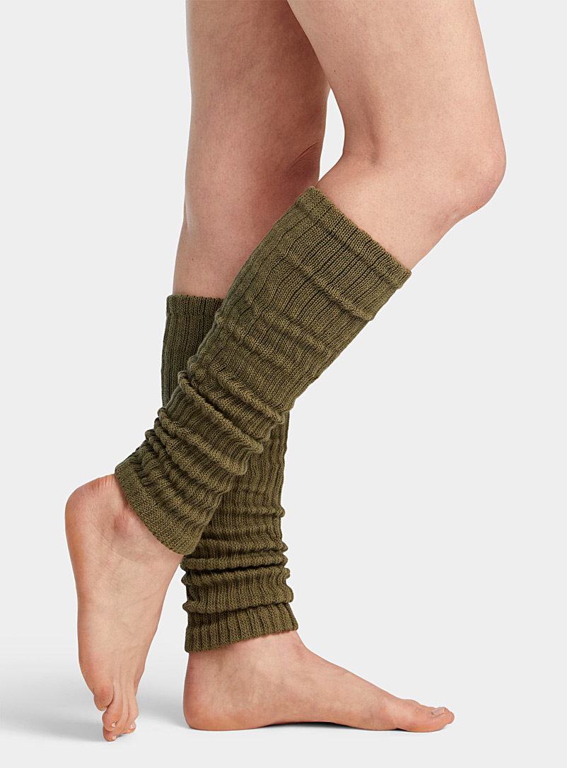 Simons Green Rib-knit legwarmers for women