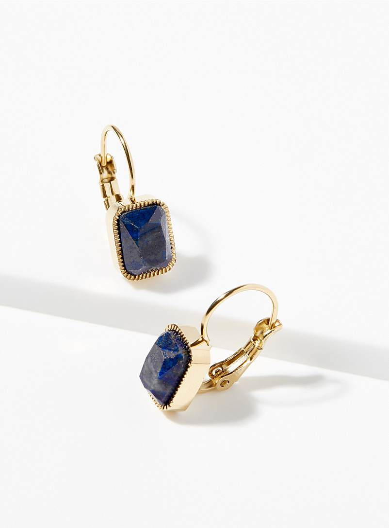 Zag Bijoux Patterned Blue Gemstone sleeper earrings for women