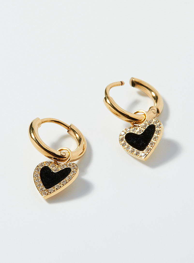 Zag Bijoux Assorted Black heart gold earrings for women