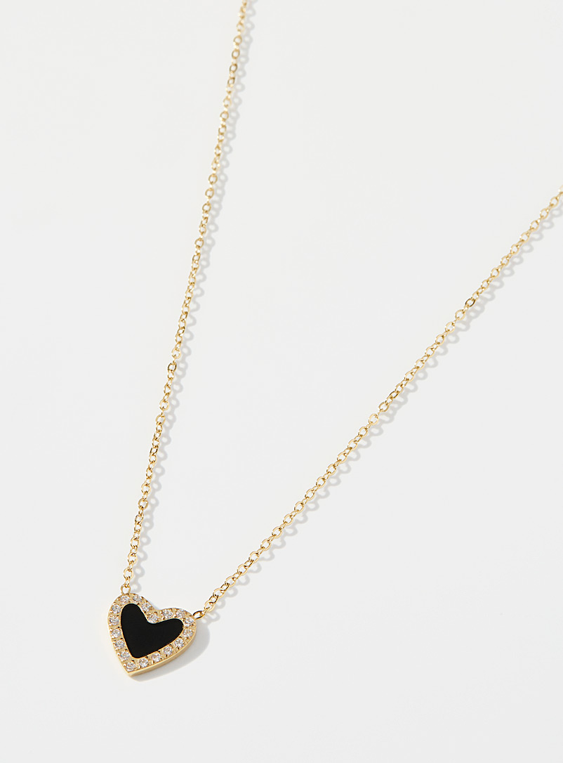 Zag Bijoux Assorted Black heart gold chain for women
