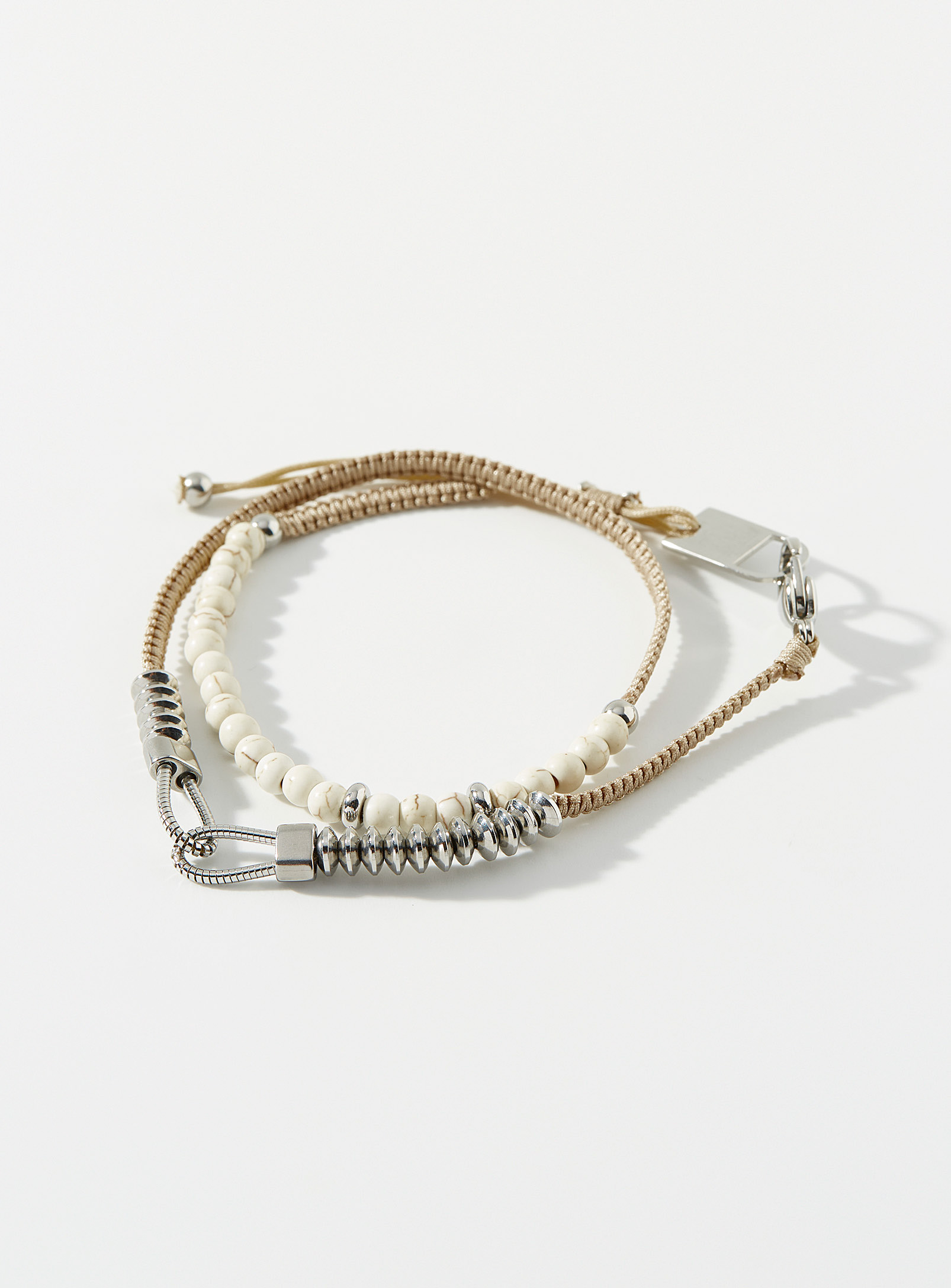 Zag Bijoux Stone And Stainless-steel Double-wrap Bracelet In Gold