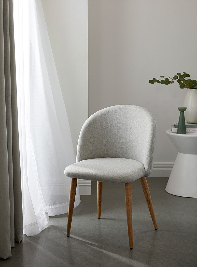 Simons Maison Ivory White Faux-oak base rounded chair