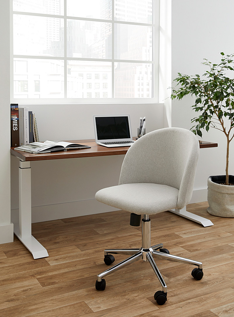 Simons Maison Ivory White Chrome-plated base rounded desk chair