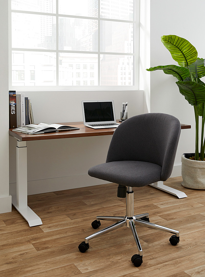 Simons Maison Dark Grey Chrome-plated base rounded desk chair