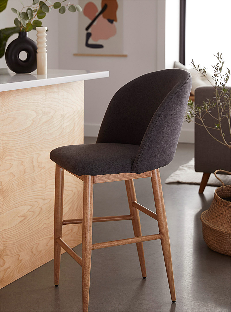 Simons Maison Dark Grey Faux-oak base rounded counter chair