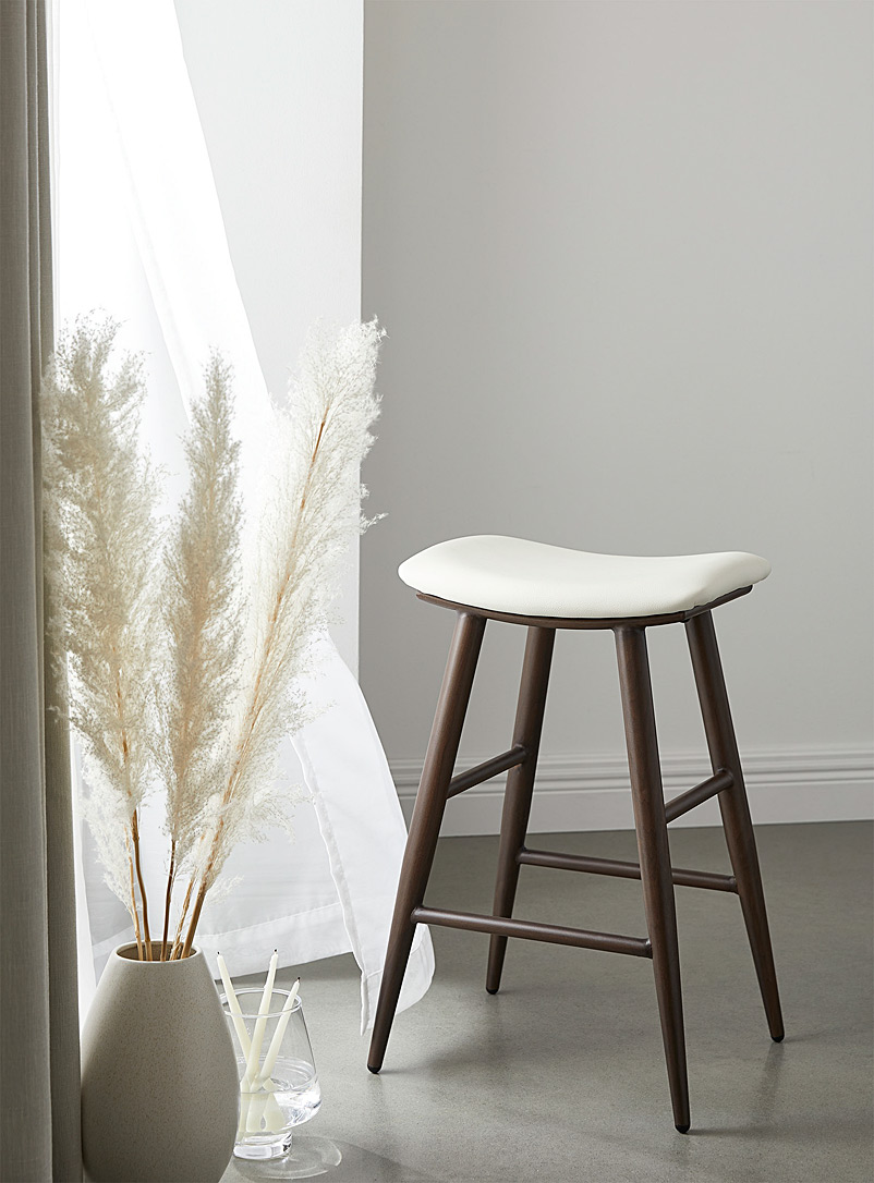 Simons Maison White Elegant minimalist faux-walnut counter stool