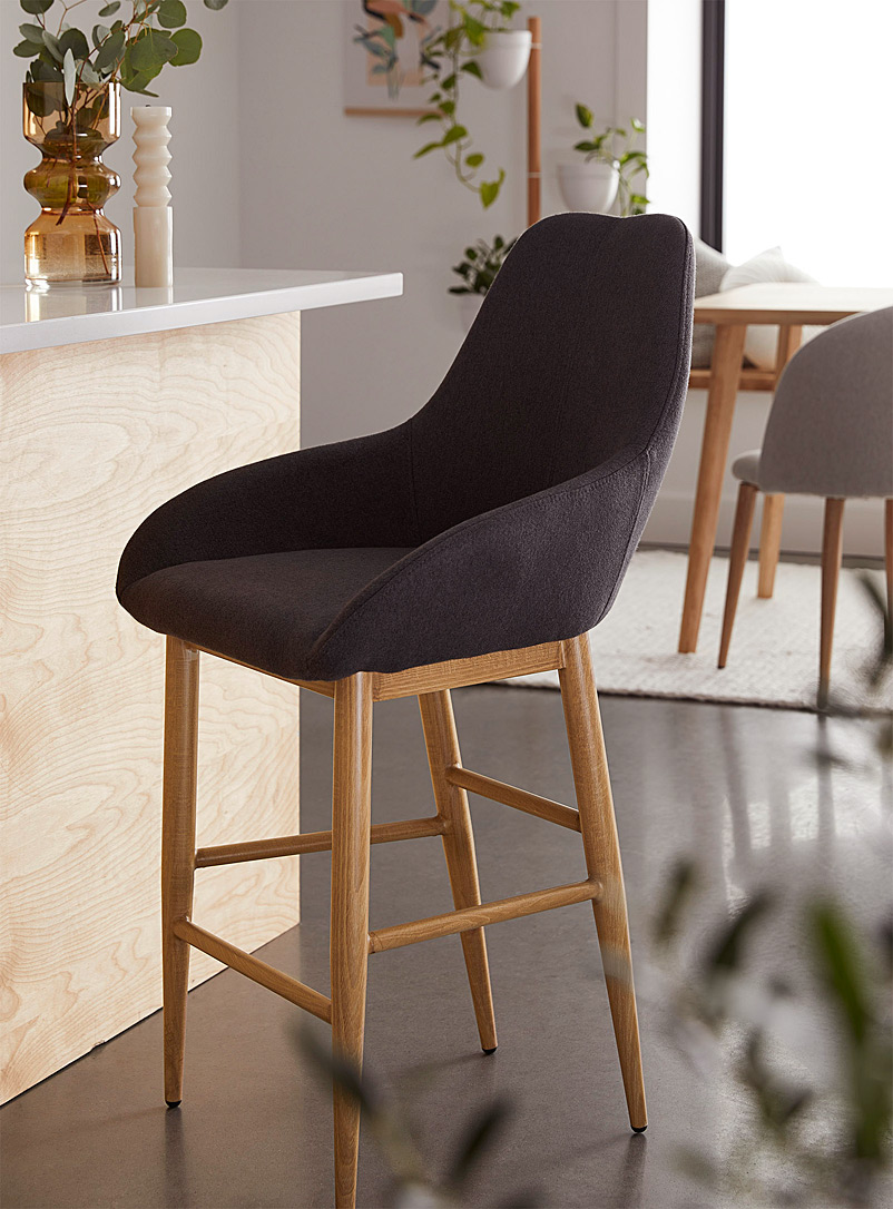 Simons Maison: La chaise de comptoir moderne sur pieds façon bois de chêne Gris foncé