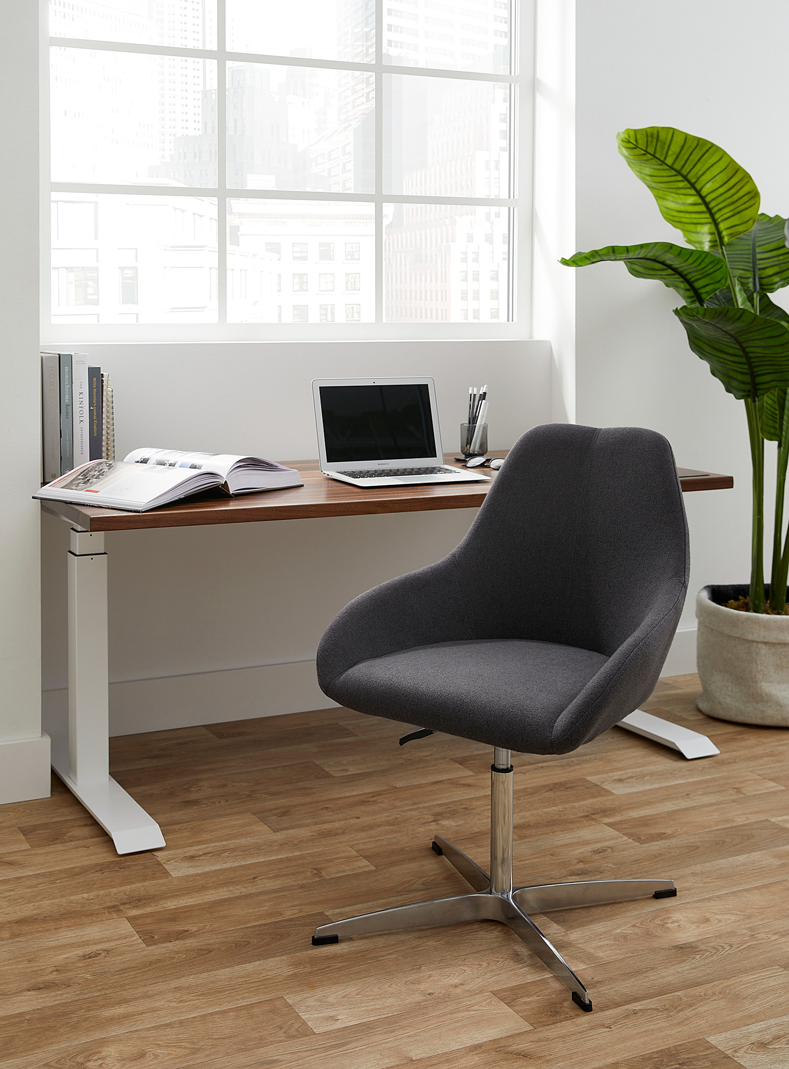 Simons Maison Chrome-plated Base Modern Desk Chair In Dark Grey